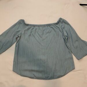Karen Kane Sky Blue Off-Shoulder Blouse